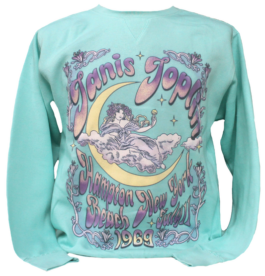 Janis Joplin Moon Crew Oversize Fleece Top (Mint)
