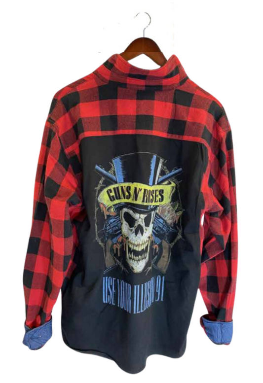 Guns n Roses '91 Use Your Illusion Vintage Rock Flannel Shirt
