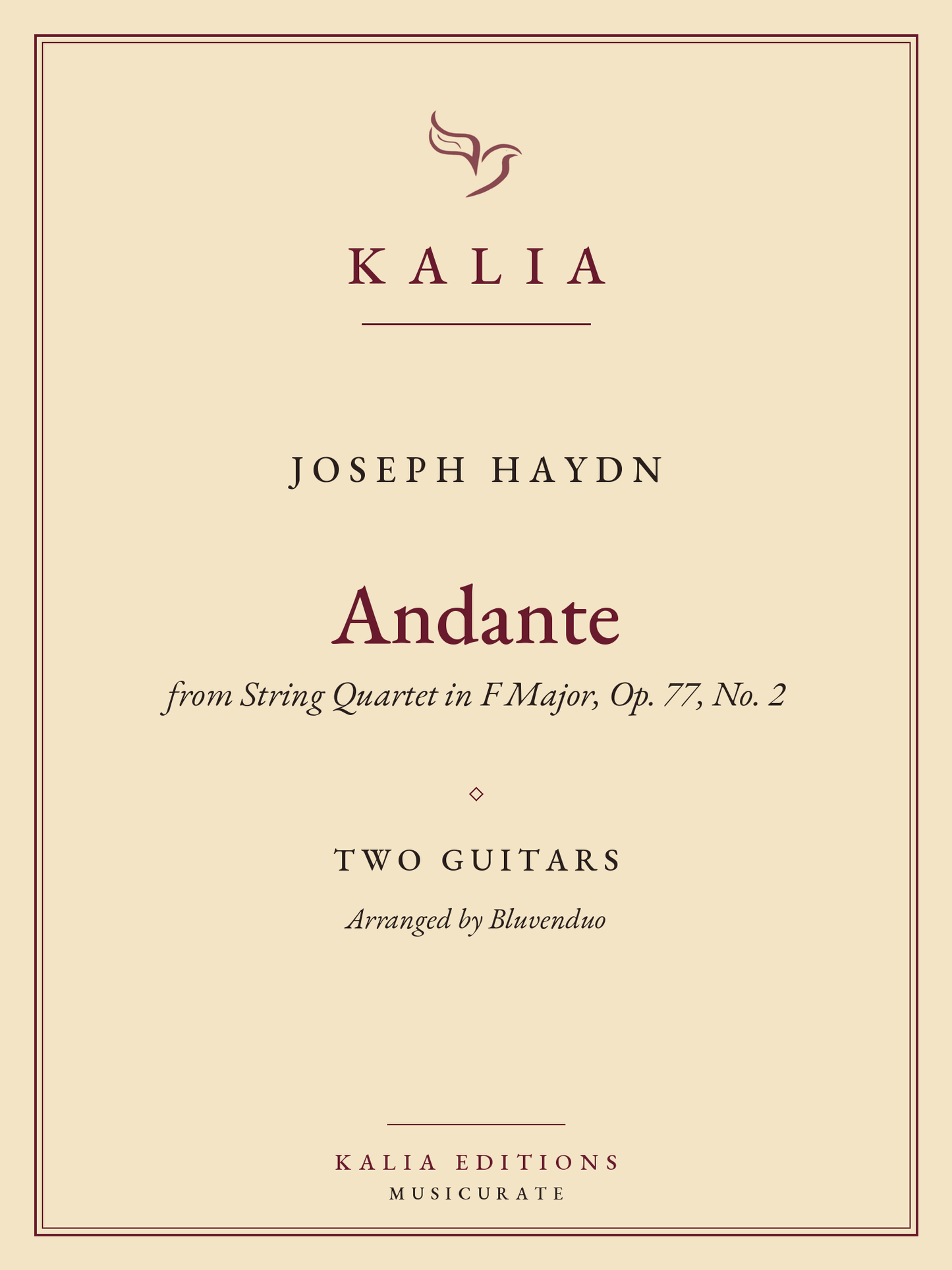 Andante Haydn Bluvenduo Kalia Editions cover