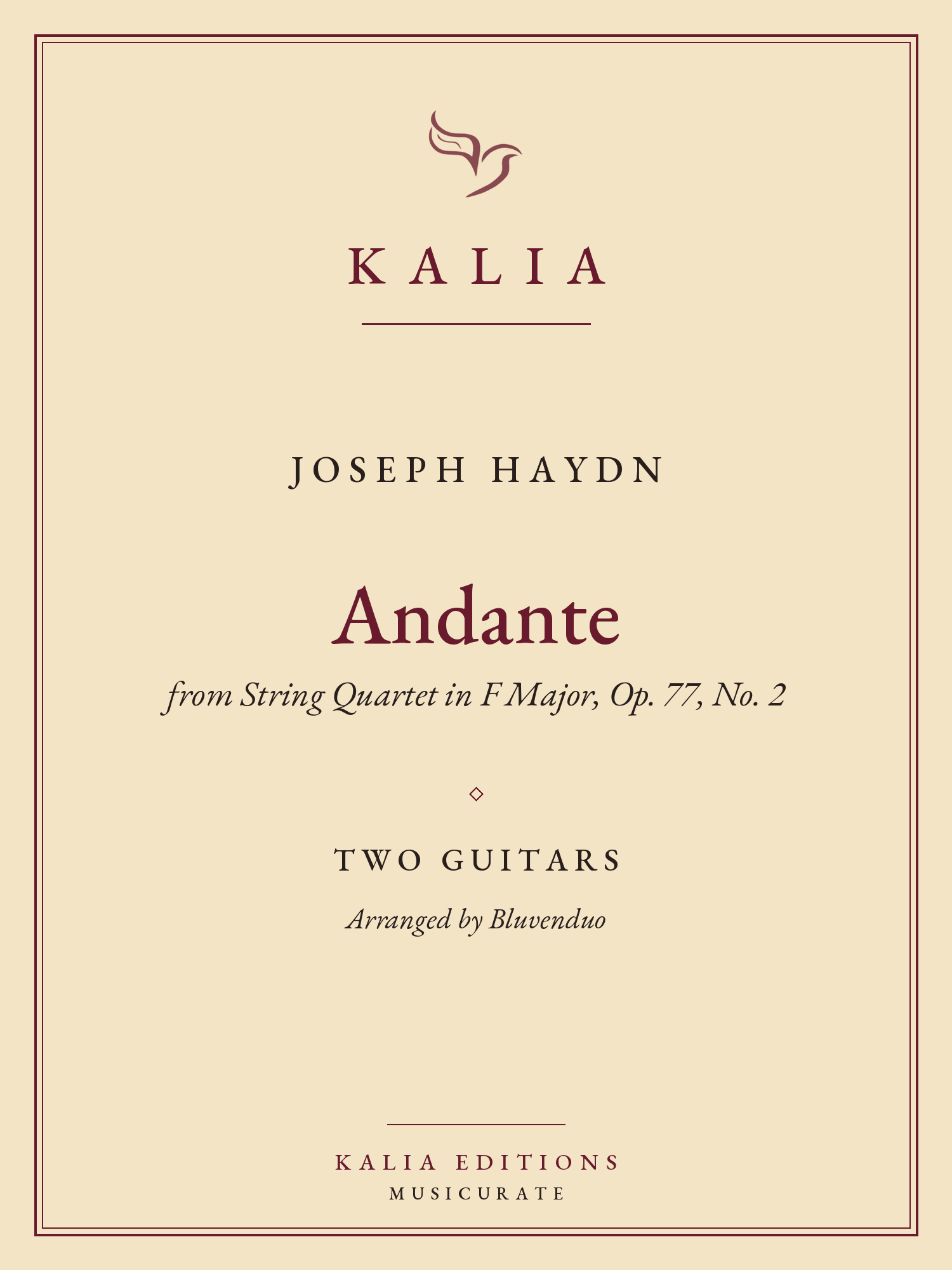 Andante Haydn Bluvenduo Kalia Editions cover