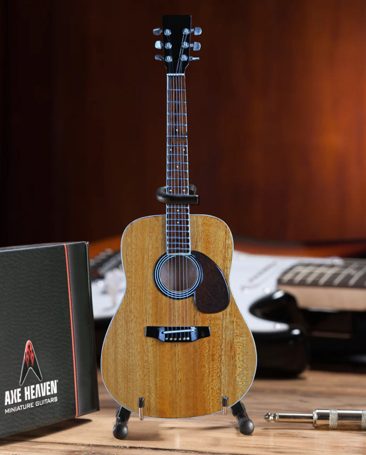Réplique miniature de guitare acoustique, finition naturelle classique, à collectionner