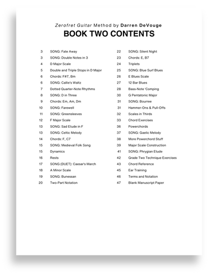 The Zerofret Guitar Method, Book Two