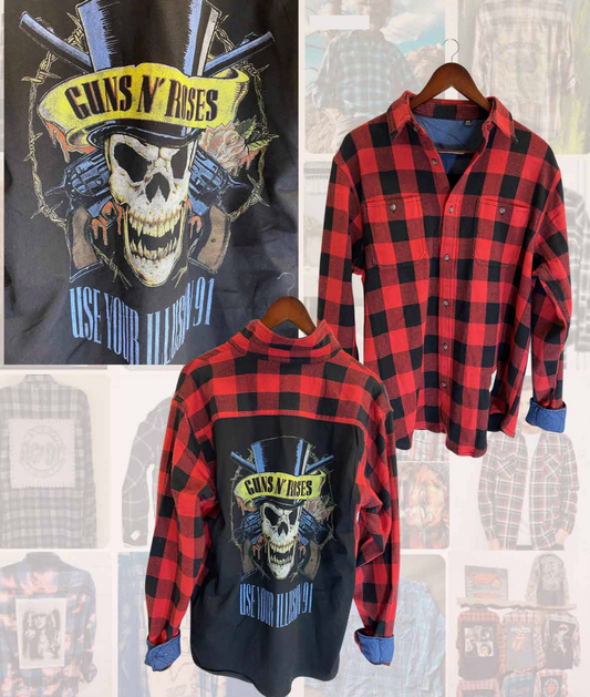 Guns n Roses '91 Use Your Illusion Vintage Rock Flannel Shirt