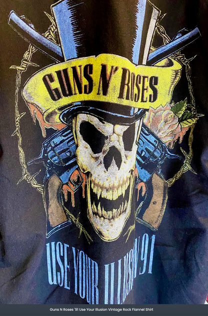 Guns n Roses '91 Use Your Illusion Vintage Rock Flannel Shirt