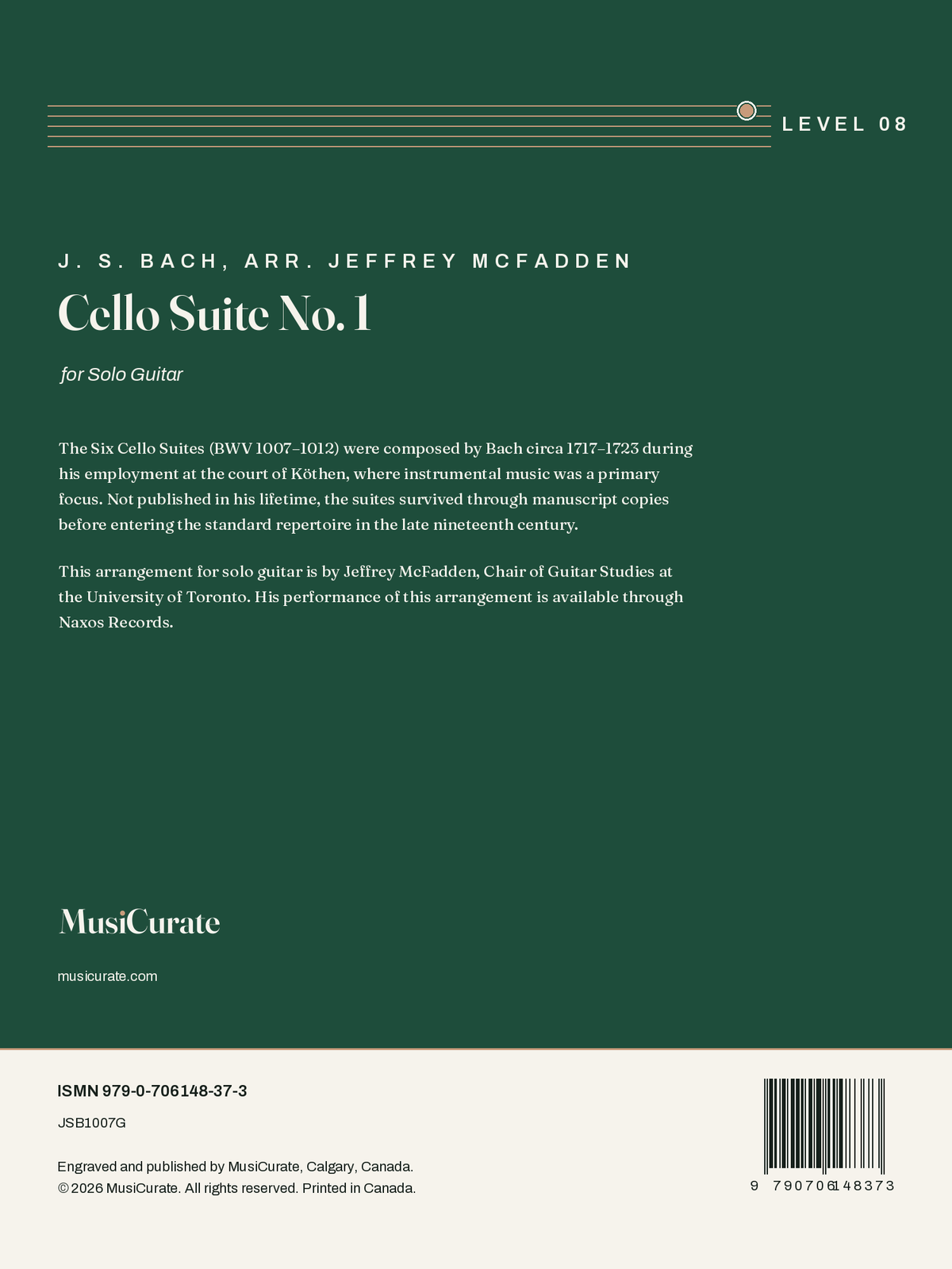 Cello Suite No. 1: back cover
