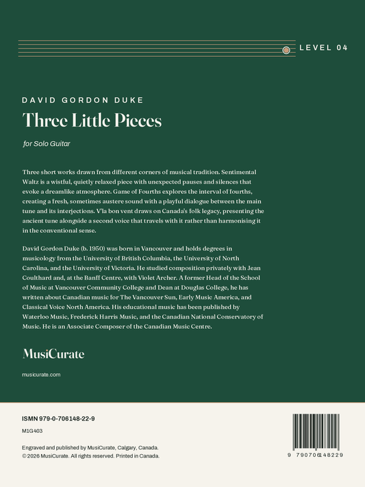 Three Little Pieces: back cover