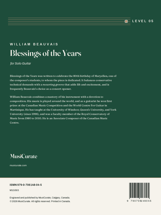 Blessings of the Years: back cover