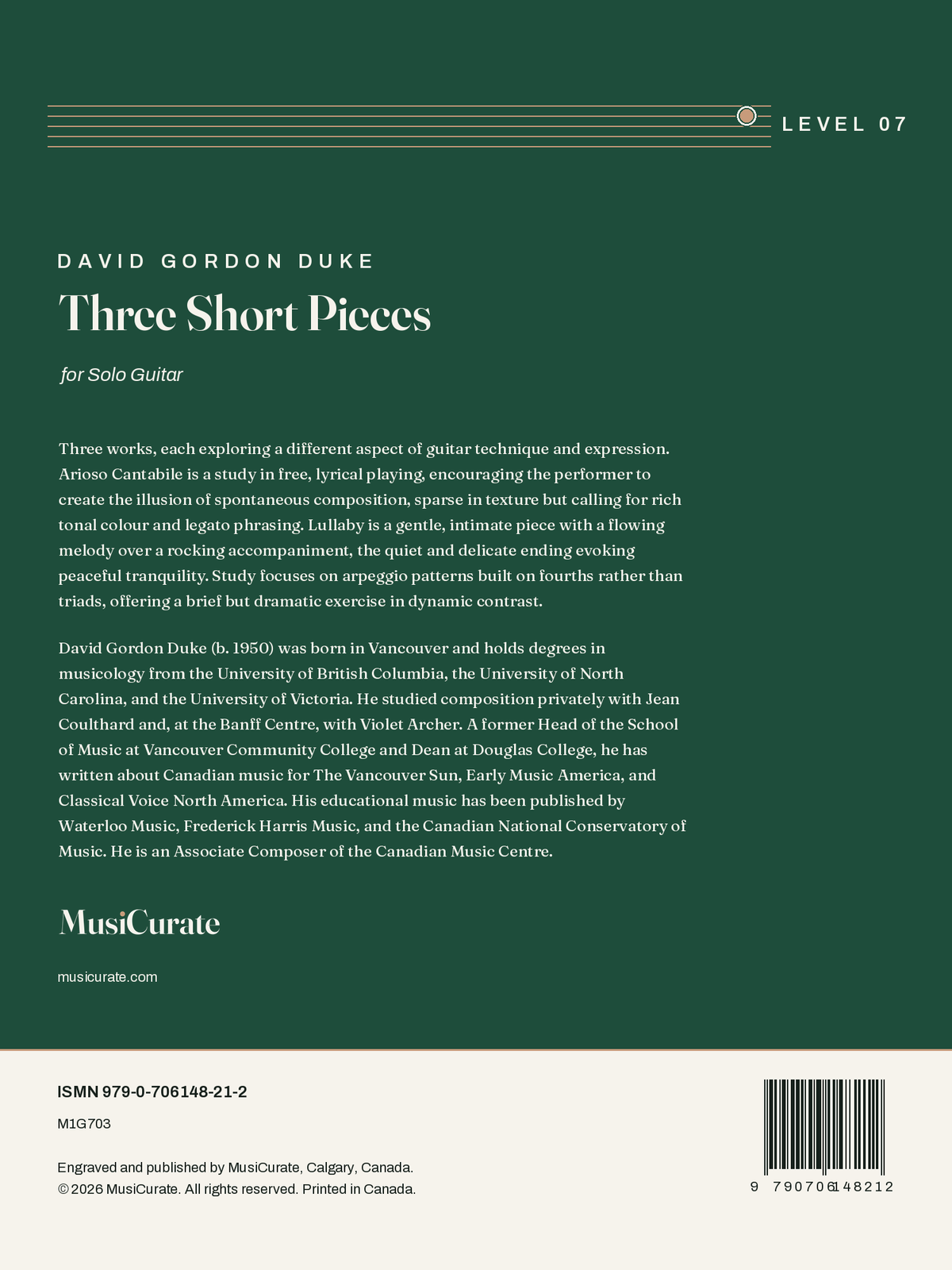 Three Short Pieces: back cover