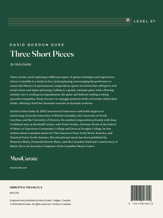Three Short Pieces: back cover