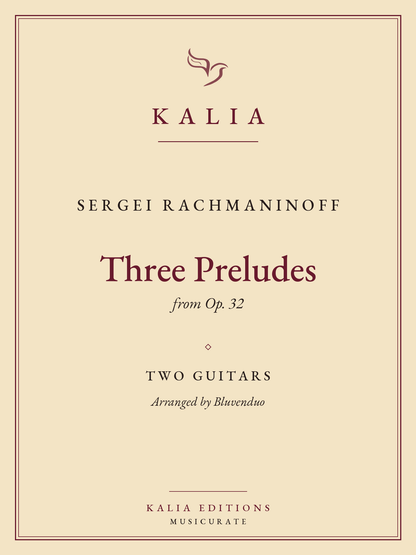 Three Preludes Rachmaninoff Bluvenduo Kalia Editions cover