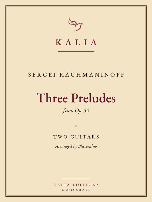 Three Preludes Rachmaninoff Bluvenduo Kalia Editions cover