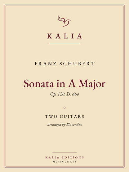 Sonata in A Major Op. 120 Schubert Bluvenduo Kalia Editions cover