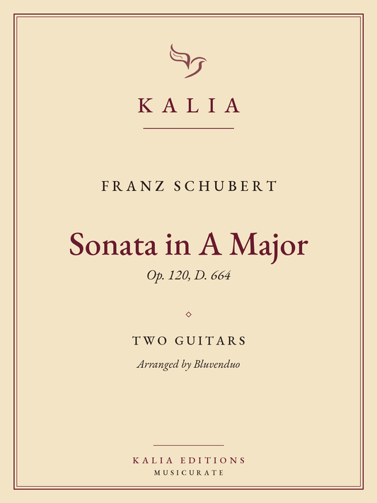 Sonata in A Major Op. 120 Schubert Bluvenduo Kalia Editions cover